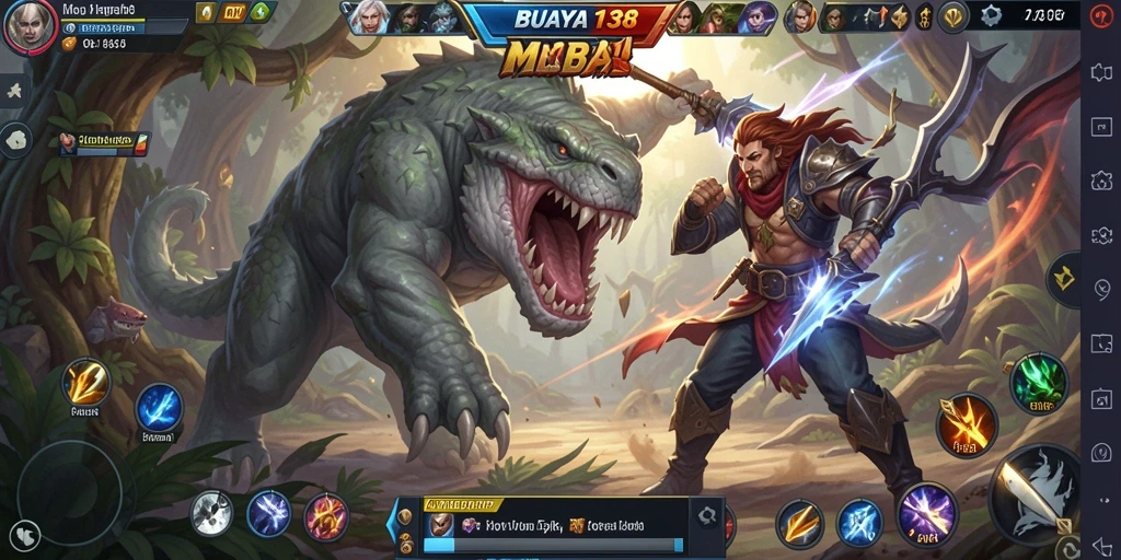 Tangkapan layar gameplay epik dalam BUAYA138 MOBA.