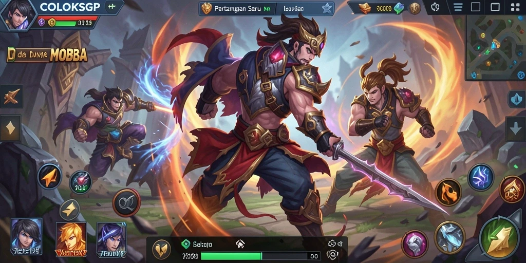 Tampilan gameplay seru dalam pertempuran MOBA COLOKSGP.