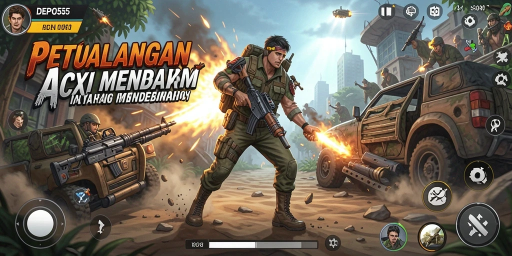 Tampilan gameplay <strong>DEPO555</strong> yang penuh aksi dan menegangkan.